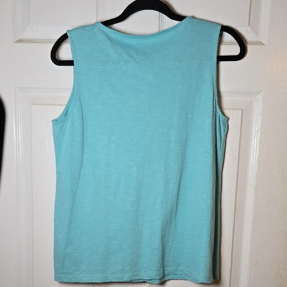 Talbots Medium M Petite Aqua Sleeveless Tank Top - Picture 5 of 5